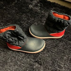 CROCS Kids Black and Red Rain & Snow Boots